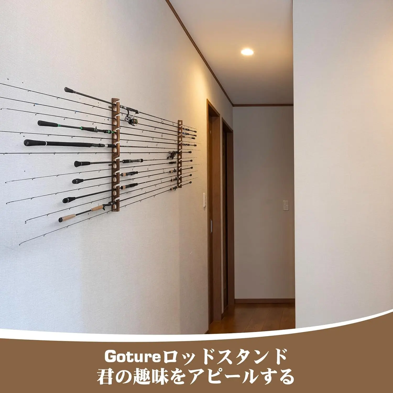 Fishing Rod Rack - 고투어 낚싯대 홀더 8홀 목재 낚싯대