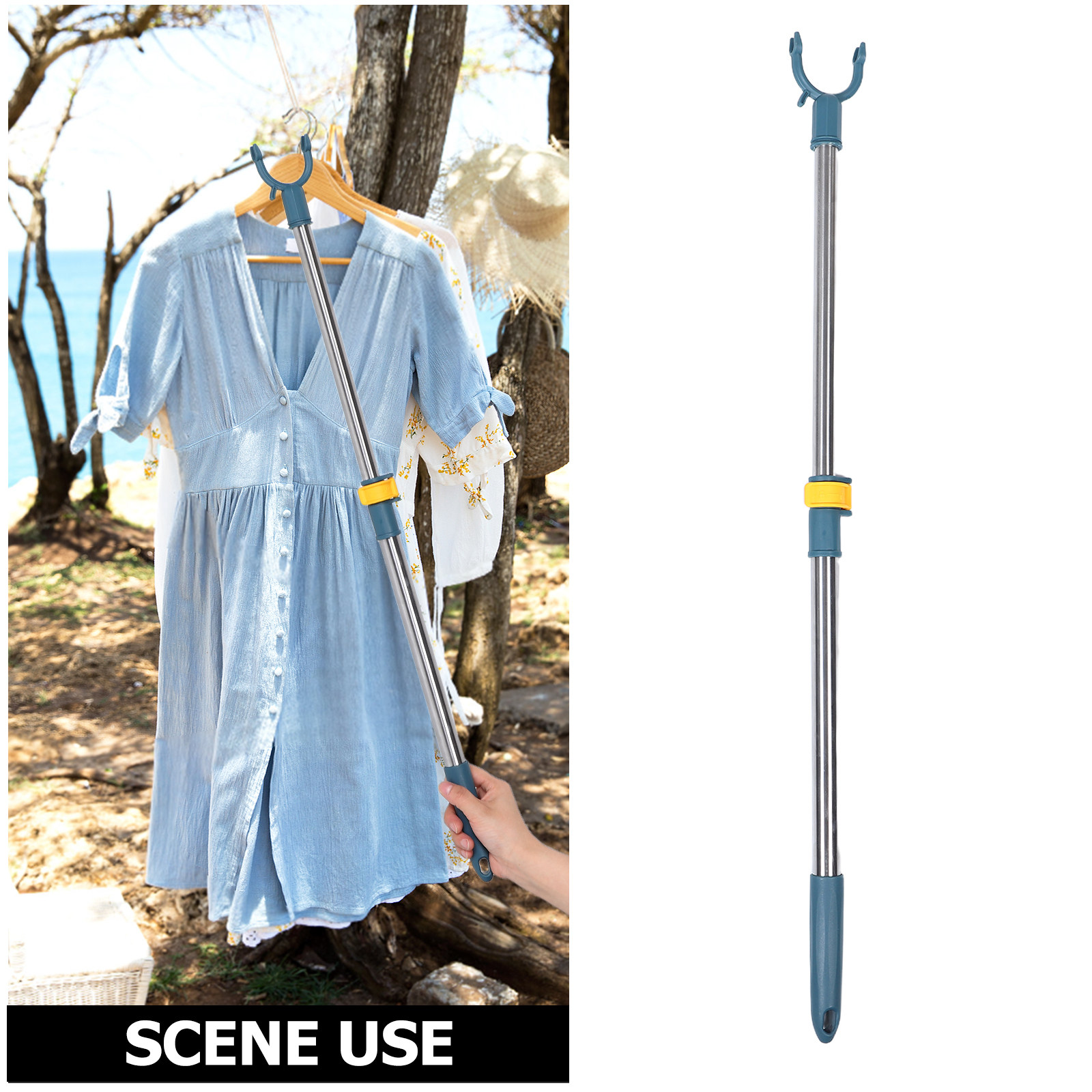 텔레스코픽 스테인리스 스틸 옷 건조봉 조절 가능한 옷장 - Fishing Rod Telescopic 리뷰 및 가격